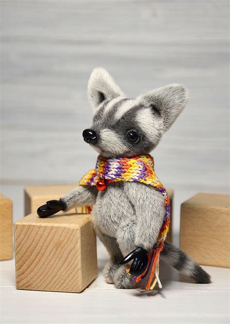 Artist Ooak Teddy Raccoon Plush Stuffed Raccoon Toy For Etsy Mother