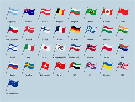Waving Flags Of Countries Set World Flags Of Some Different States Of