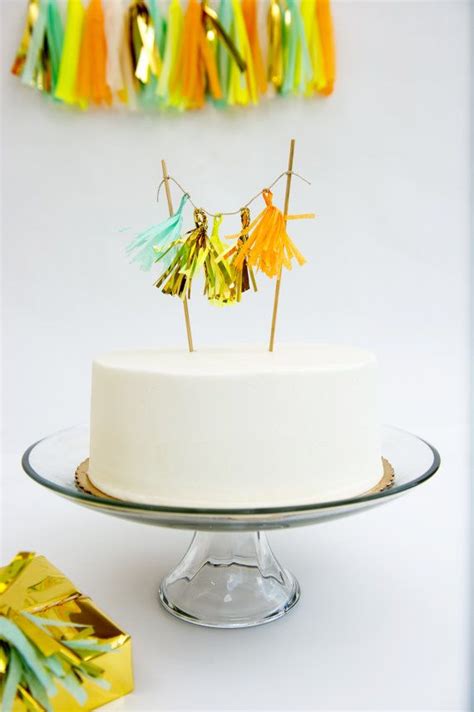 Tissue Tassel Cake Topper With Mylar Cake Cake Toppers Brushstroke Cake