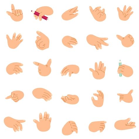 Premium Vector Cartoon Hands Set Icons And Symbols Different Gestures