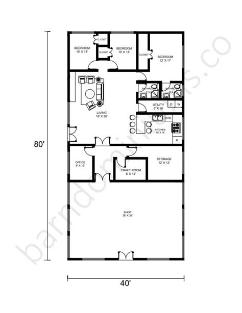 40x80 Barndominium Floor Plans With Shops Barndominium Homes