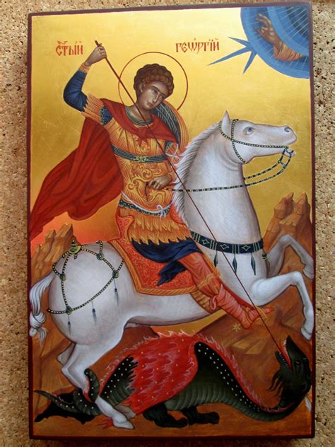Saint George And The Dragon Icon St George Horse Hand Painted Etsy Uk