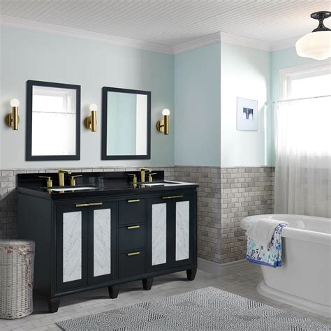 A bathroom vanity can be many styles: 61" Double Sink Bathroom Vanity in Dark Gray Finish with ...