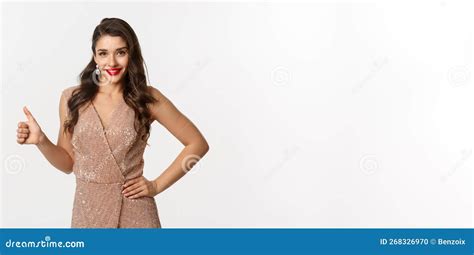 Concept Of Celebration Holidays And Party Attractive And Confident Woman With Red Lips