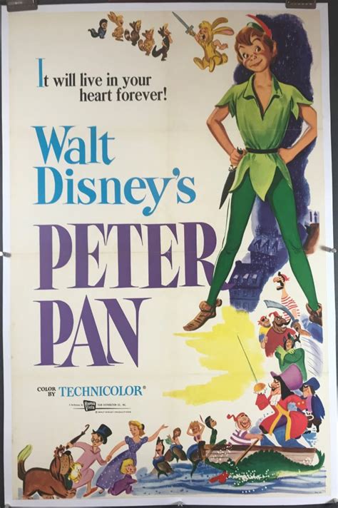 Peter Pan Original Vintage 1976 Re Release Disney Movie Poster