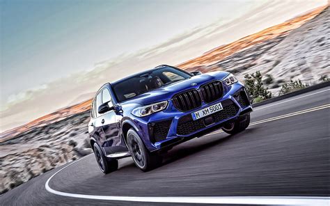 2020 Bmw X5 M Competition Front View Exterior Blue Suv New Blue X5