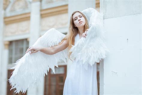Sad Angel Girl Stock Photo Image Of Feather Column 71114876