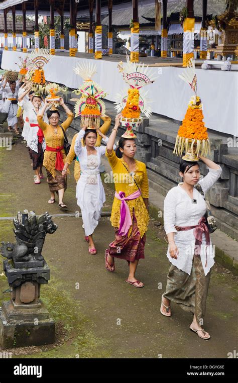 Procession At Besakih Temple And Pilgrimage Shrine At The Foot Of Mount Agung Besakih Bali
