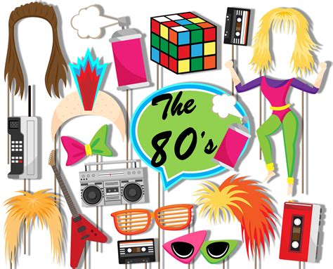 80 s totally awesome decade photo booth props 20pcs assembled