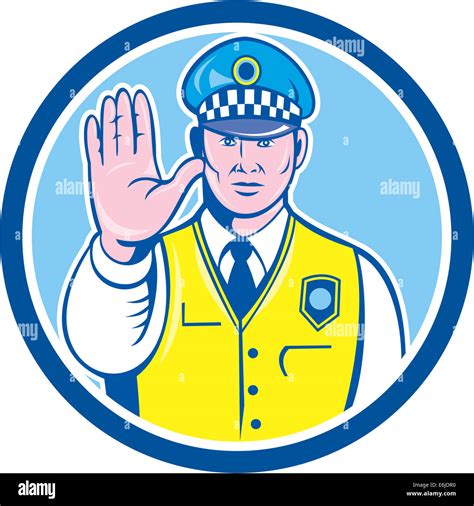 Illustration Of A Traffic Policeman Police Officer Holding Hand Up Stop
