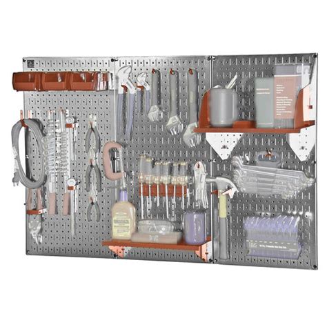 Wall Control Storage Systems 4 Metal Pegboard Standard Tool Storage Kit Galvanized Metallic