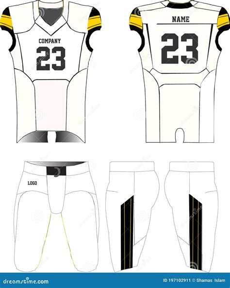 American Football Jersey Uniforms Mock Ups Design Template Front And