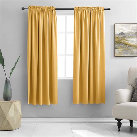 Donren Gold Yellow Blackout Curtains For Kitchen Room Darkening
