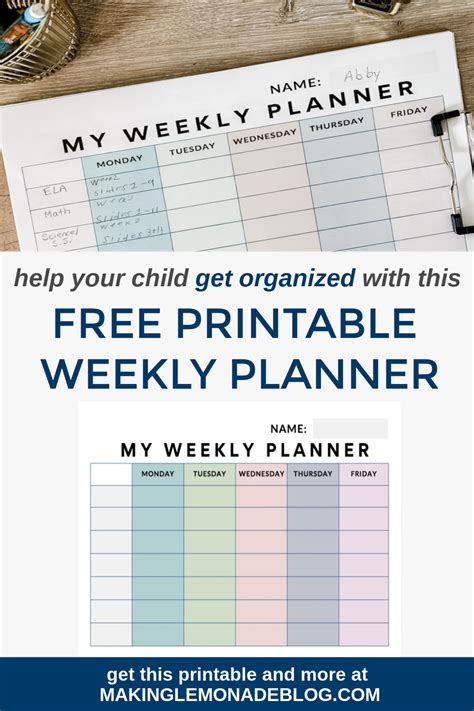 Free Printable Student Planner Template
