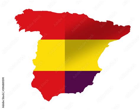 Map Of Spain With The Republican Tricolor Flag Next To The Current Flag