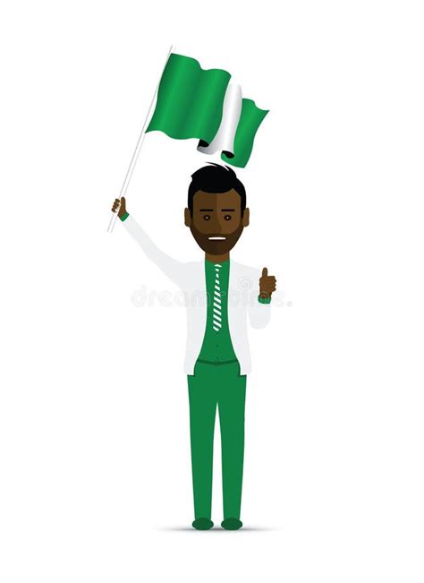 Nigeria Flag Waving Man And Woman Stock Vector Illustration Of Girl