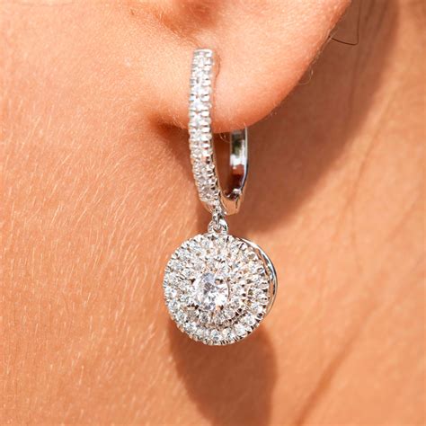Two Tone Hoop Drop Diamond Earring In 14K White Gold Fascinating Diamonds
