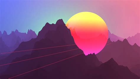 Neon Sunset Mountains 4k Wallpapers Hd Wallpapers Id