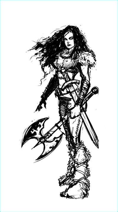 10 Inspirant De Dessin Femme Guerriere Noir Et Blanc Image Coloriage