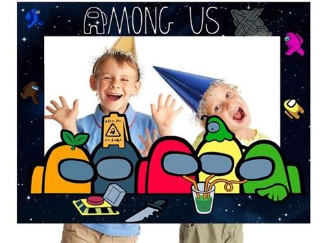 Among Us Party Supplies Photo Booth Frame Game Theme Photo Booth Props