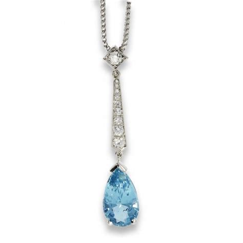 Platinum Aquamarine And Diamond Pendant Designer Jewellery From