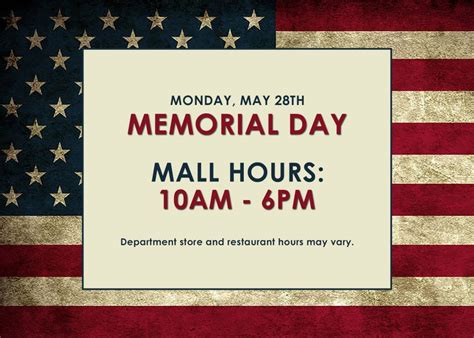 Memorial Day Hours Holyoke Mall