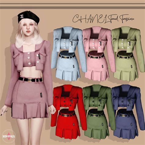 Sims 4 Chanel Tweed Twopiece Archives The Sims Book