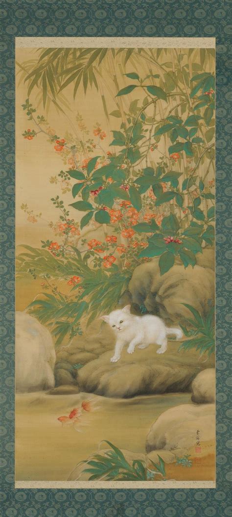 Japanese Painting Hanging Scroll Playful Cat By Hirose Toho 1920s