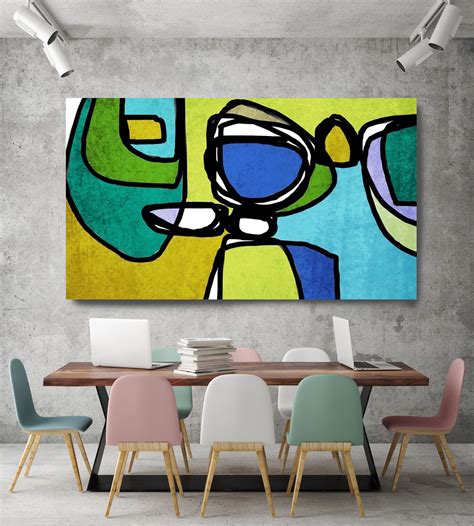 vibrant colorful abstract 0 18 mid century modern green blue canvas art print mid century