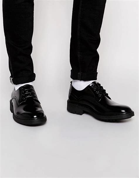 Shop our men's derby shoes collection, featuring handmae derby shoes with & without brouging detail in various leathers and sole options. ASOS Derby Shoes in Black Leather With Chunky Sole | ASOS