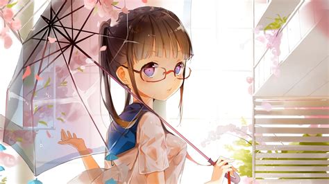 Wallpaper Illustration Flowers Anime Glasses Wings Umbrella Clothing Girl Costume