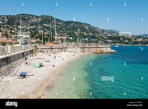 The Beach At Port Darse Villefranche Sur Mer Nice France Stock