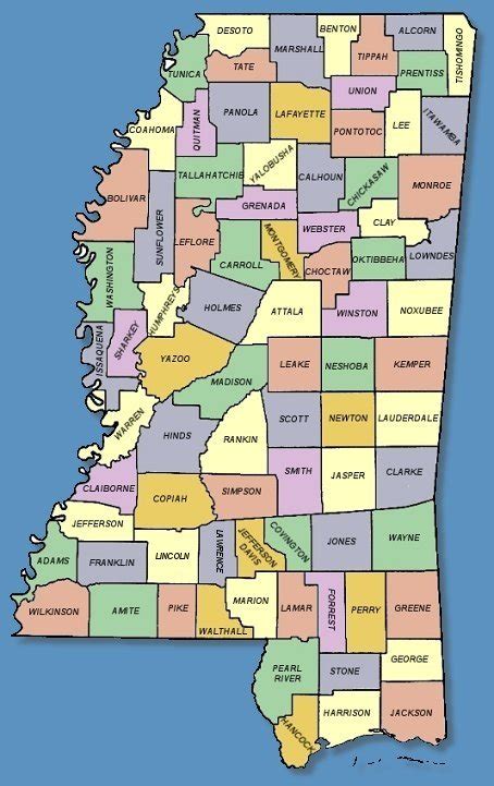 Printable Map Of Mississippi Counties