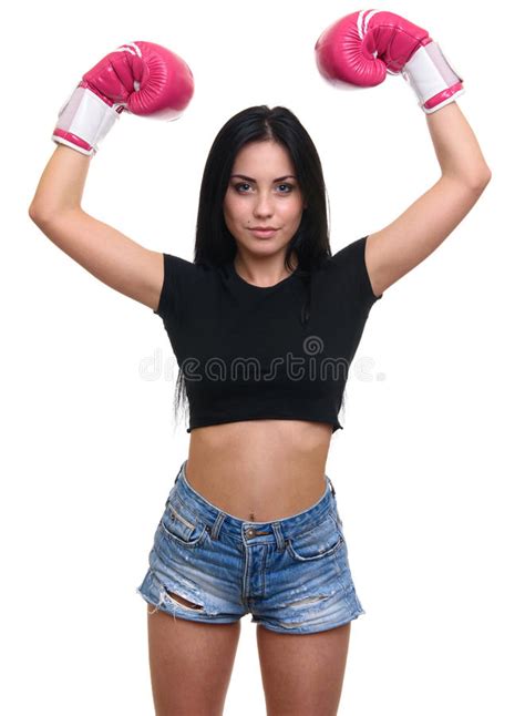 Beautiful Young Fitness Girl In Boxing Gloves Stock Image Image Of