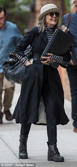 Diane Keaton In Leather Boots As She Arrives In New York Daily Mail Online