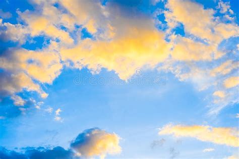 Twilight Sky Full With Golden Cirrus Clouds Shapenature Background