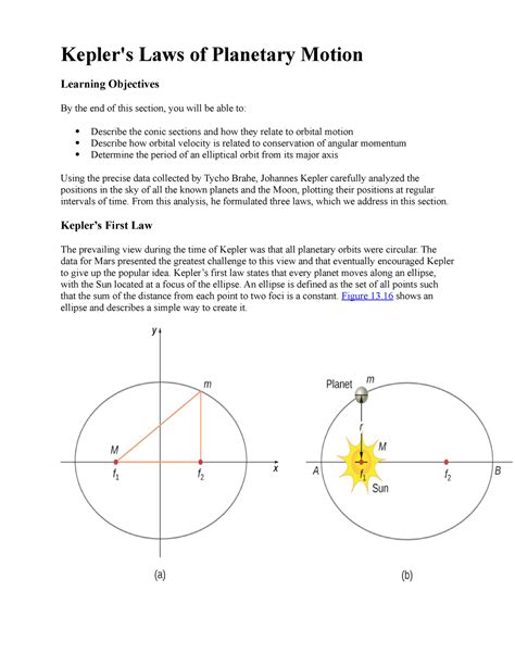 Kepler S Laws Of Planetary Motion Learning Objectives By The End Of
