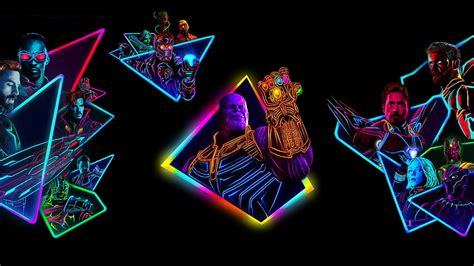 Avengers Infinity War 80s Neon Style Art Marvel Infinity War 3840 X