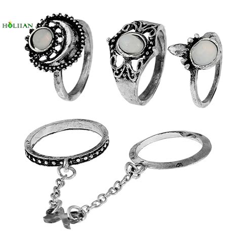 4pcsset Fashion Ring Sets For Women Jewelry Retro Midi Finger Rings