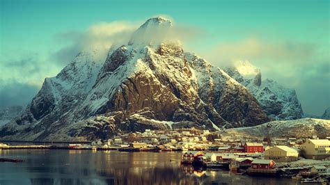 Desktop Wallpapers Lofoten Norway Mountains Snow Coast 3840x2160