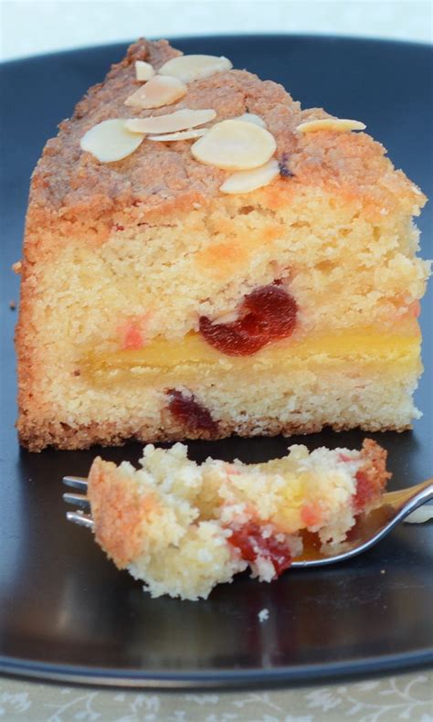 delicious almond sponge  cherries   layer  gooey marzipan   centre yummy cakes