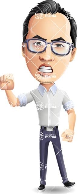 Cartoon Chinese Man Vector Character 112 Illustrations With Angry