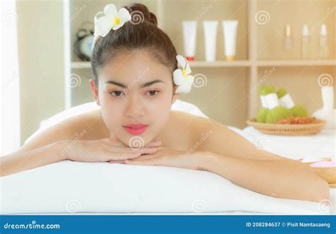 Young Beauty Woman Relax Massage Treatment In Spa Salon Stock Image