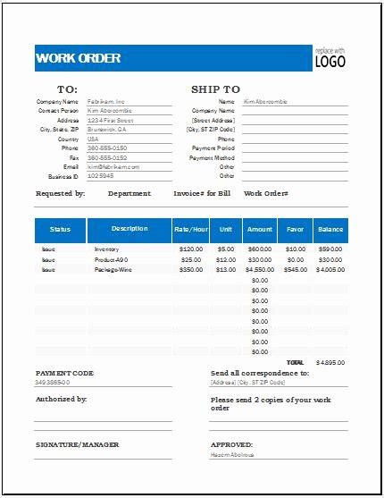 Maintenance Work Order Template Excel Markmeckler Template Design