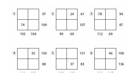 math squares worksheet