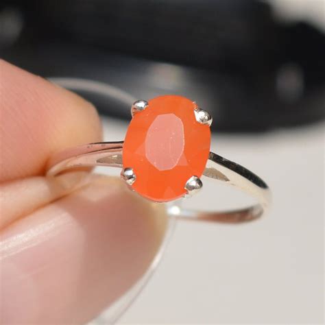Natural Carnelian Gemstone Ring In Sterling Silver Ring Etsy In