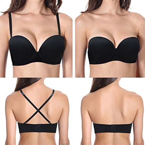 Ybcg Push Up Strapless Convertible Multiway Thick Padded Underwire Supportive Bra For Women S