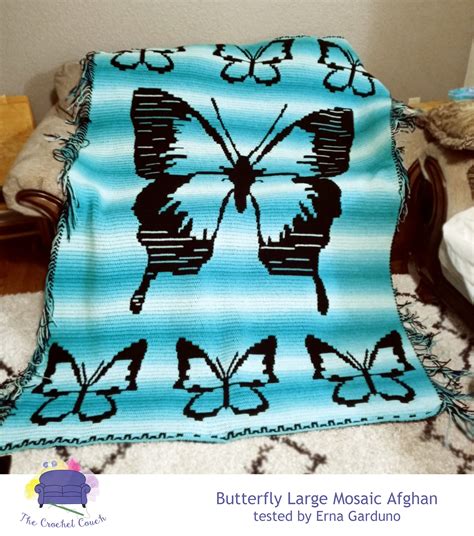 Butterfly Large Afghan Mosaic Crochet Pattern New