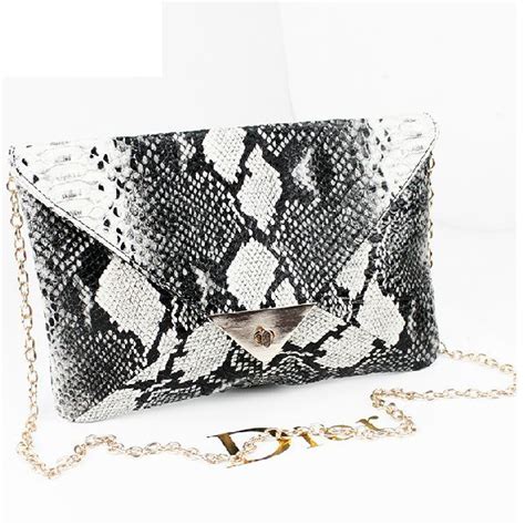 2013 Women Envelope Clutch Leather Snake Print Handbag Women Chain