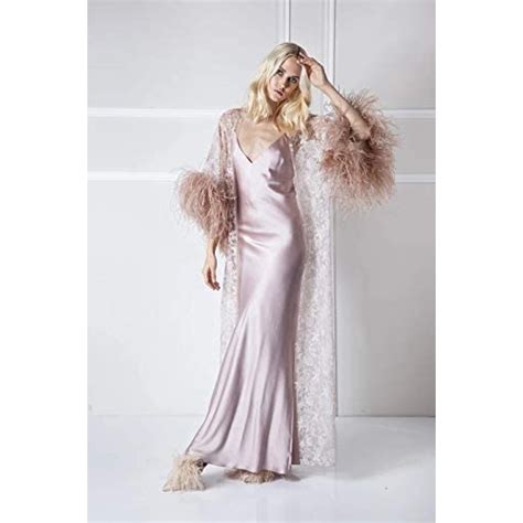 bathgown feather robe lingerie for women lace kimono robe long lace dress sheer gown mesh chemise